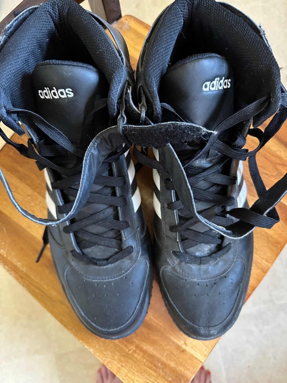 adidas Black and White Men's Athletic High-Top Shoes